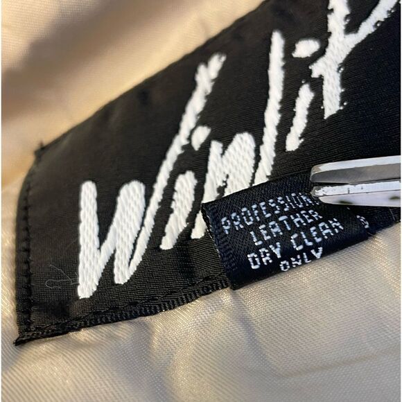 Vintage 80s WINLIT Cream Leather Coat Padded Shoulders Size M - Picture 10 of 12